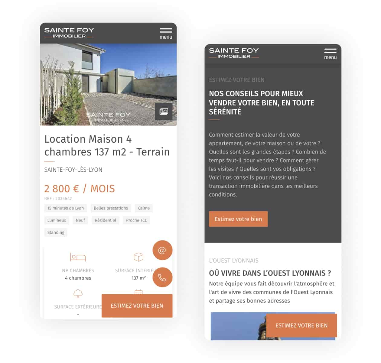 Site web version mobile sainte foy immobilier par Studio HB