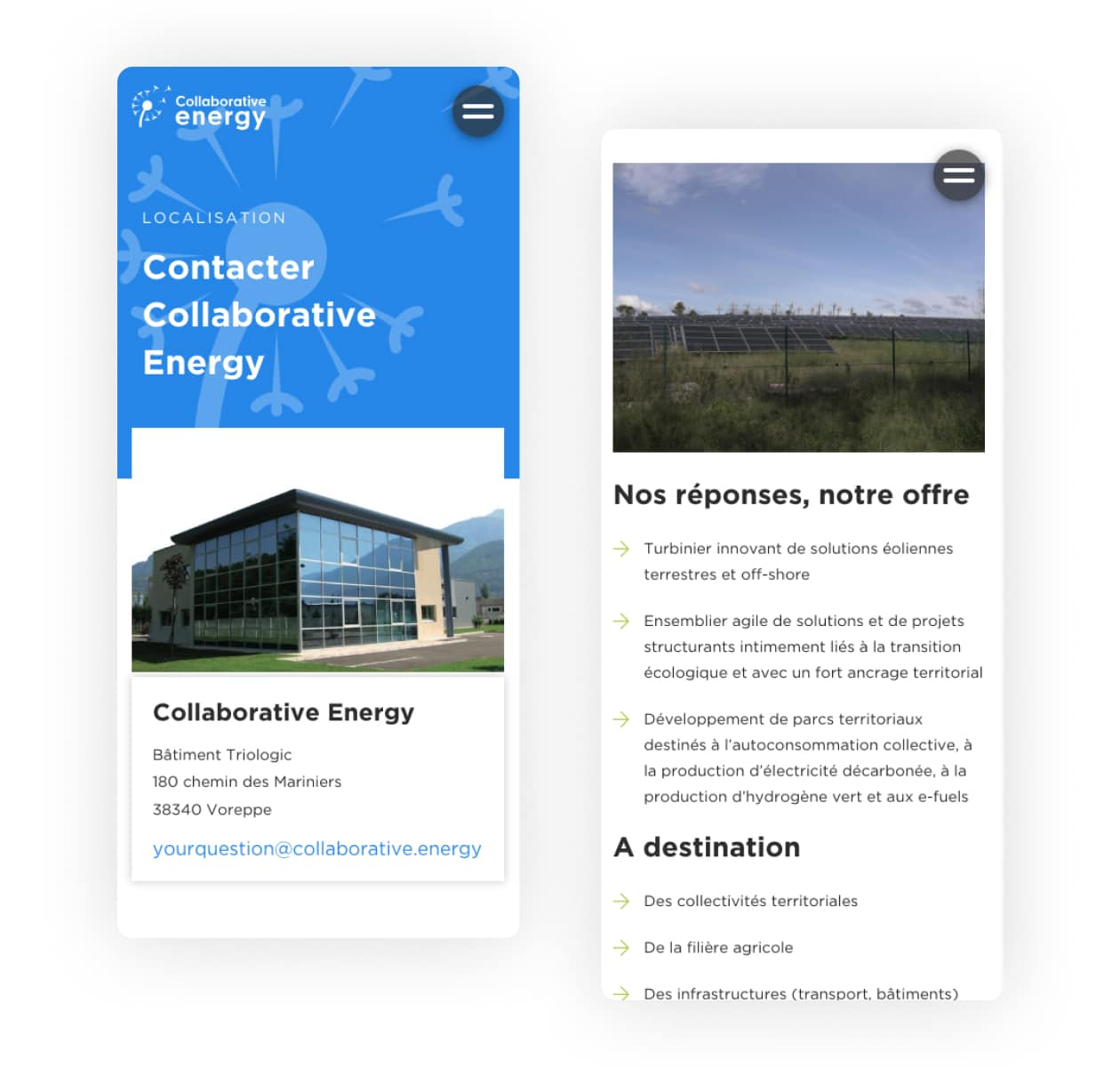 Site web version mobile collaborative energy par studio HB