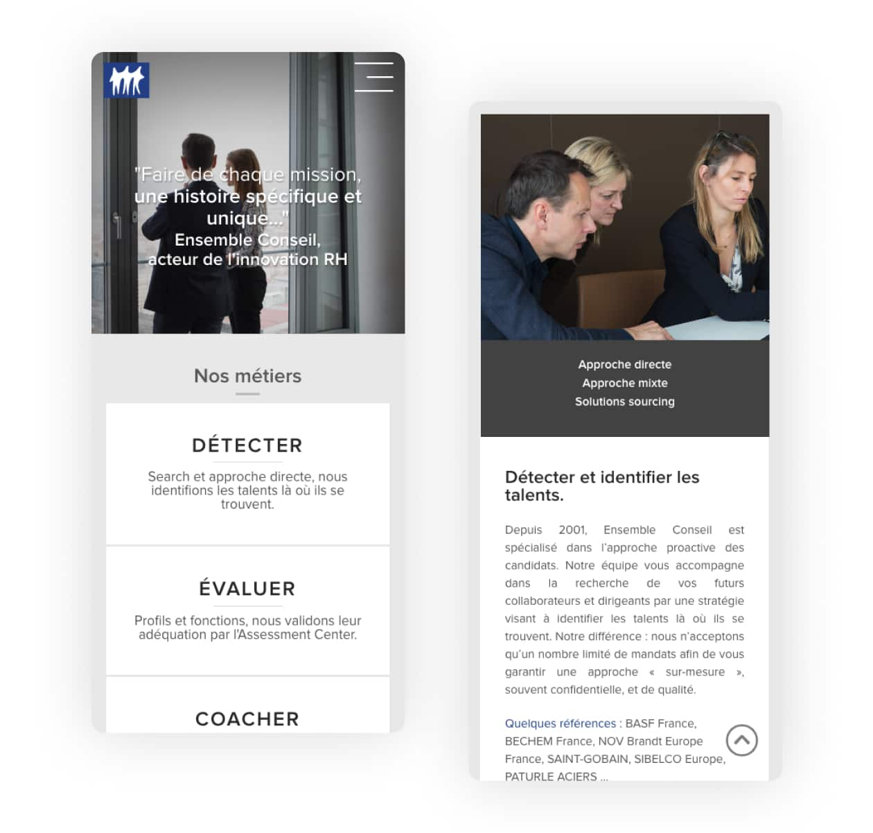 Site web version mobile Ensemble conseil par Studio HB