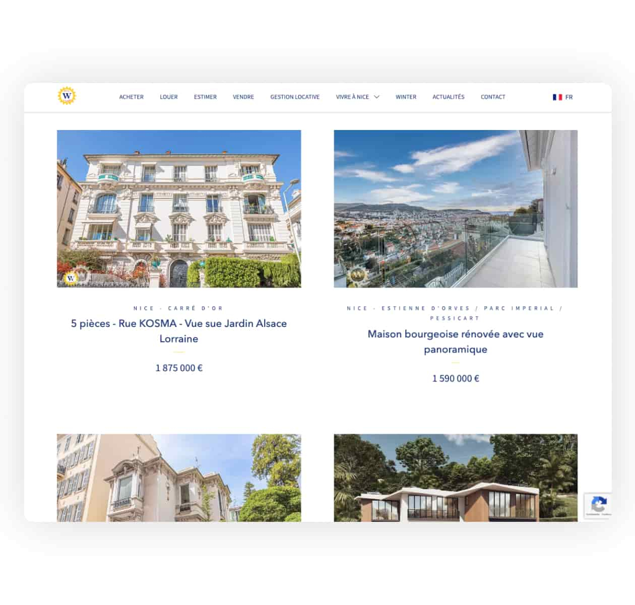 Site web Winter immobilier par Studio hb