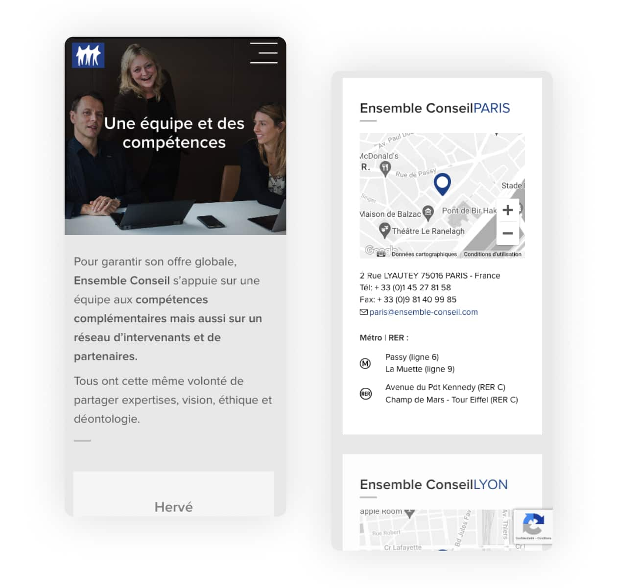 Site web version mobile Ensemble conseil par Studio HB