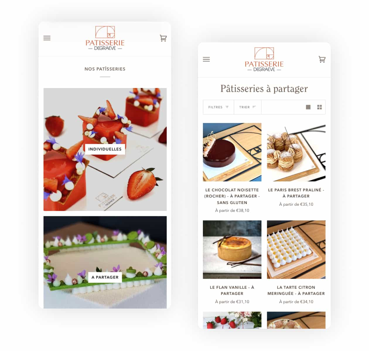 Site web version mobile patisserie degraeve