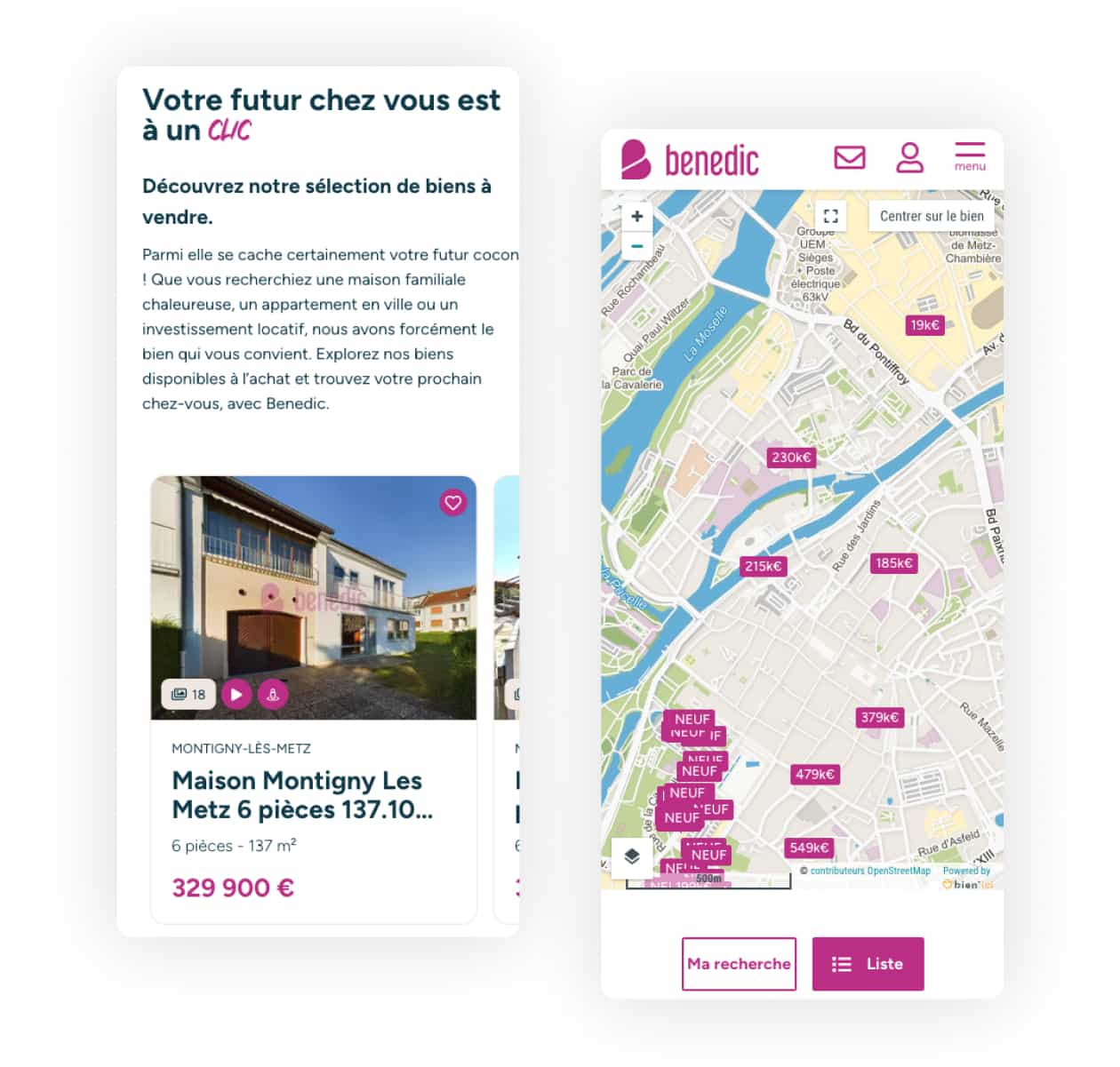 Site web mobile Benedic par Studio hb