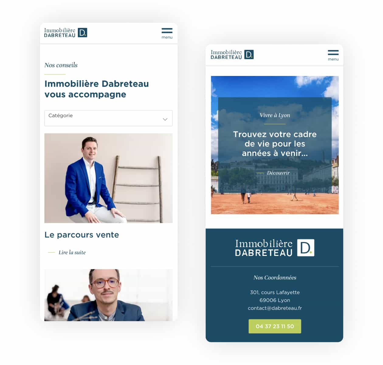 Site web version mobile de Immobilière Dabreteau