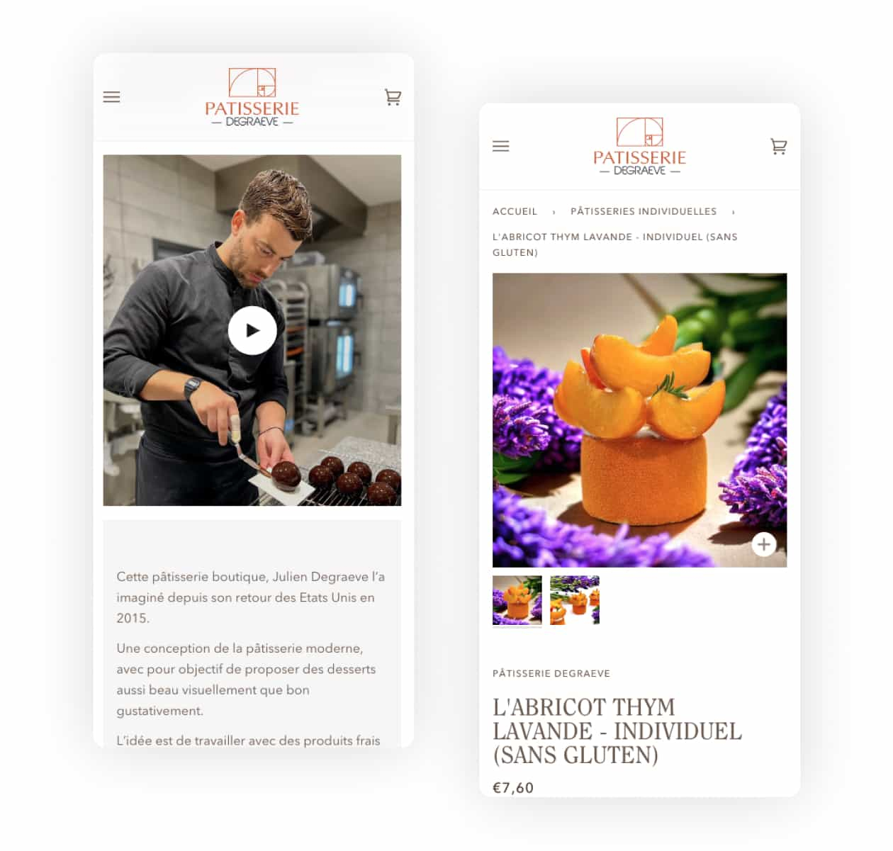 Site web version mobile patisserie degraeve