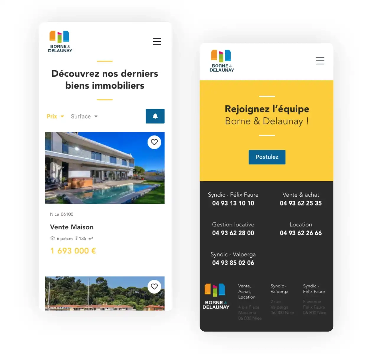 Site web version mobile Borne et delaunay