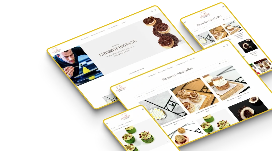 Écrans du site de Patisserie Degraeve réalisé par Studio HB