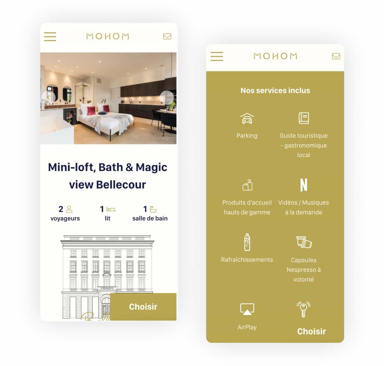 Site web de Mohom version mobile par Studio HB